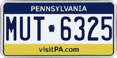 PA license plate MUT6325