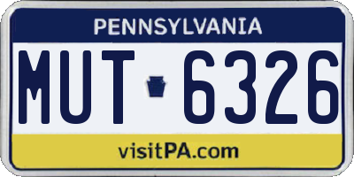PA license plate MUT6326