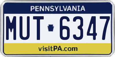 PA license plate MUT6347