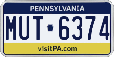 PA license plate MUT6374