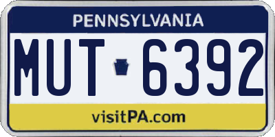 PA license plate MUT6392