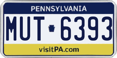 PA license plate MUT6393