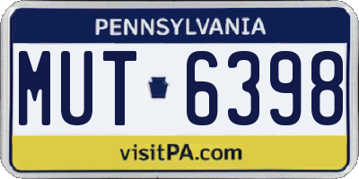 PA license plate MUT6398