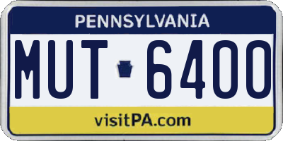 PA license plate MUT6400