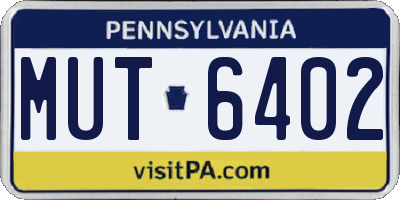 PA license plate MUT6402