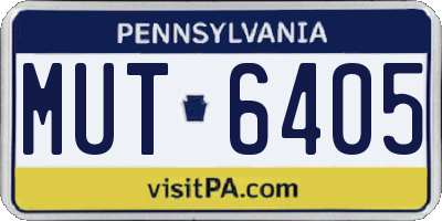 PA license plate MUT6405