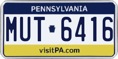 PA license plate MUT6416