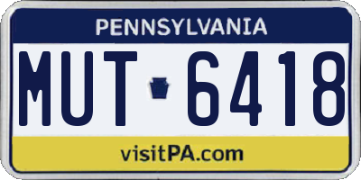 PA license plate MUT6418