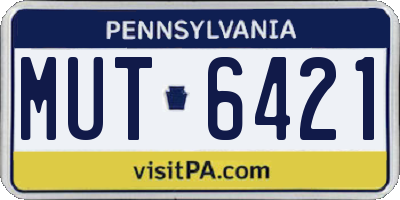 PA license plate MUT6421