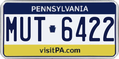 PA license plate MUT6422