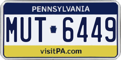 PA license plate MUT6449