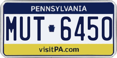 PA license plate MUT6450