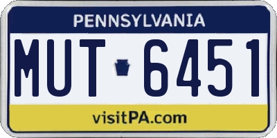 PA license plate MUT6451