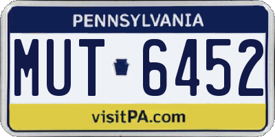 PA license plate MUT6452