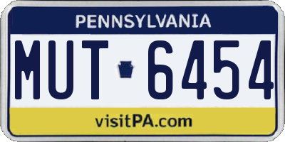 PA license plate MUT6454