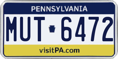PA license plate MUT6472