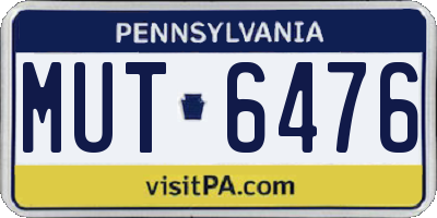 PA license plate MUT6476