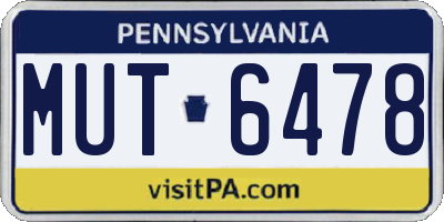 PA license plate MUT6478