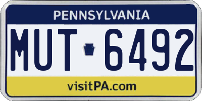 PA license plate MUT6492