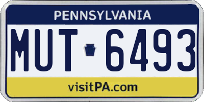 PA license plate MUT6493