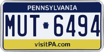 PA license plate MUT6494