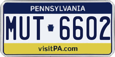 PA license plate MUT6602