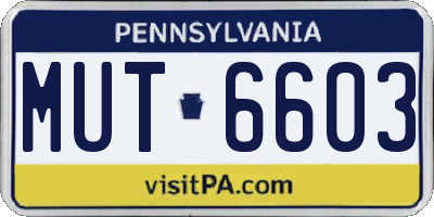 PA license plate MUT6603