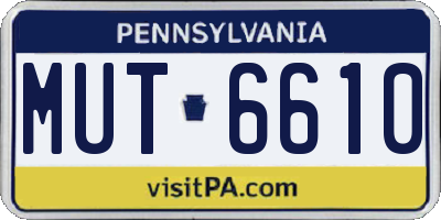 PA license plate MUT6610