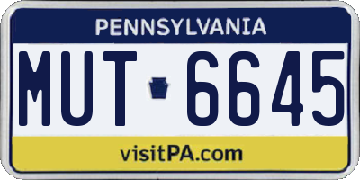 PA license plate MUT6645