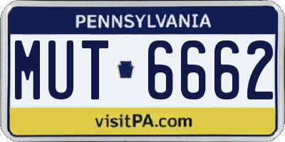 PA license plate MUT6662