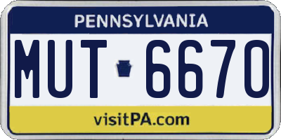 PA license plate MUT6670