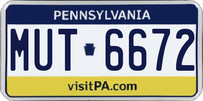 PA license plate MUT6672