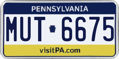 PA license plate MUT6675