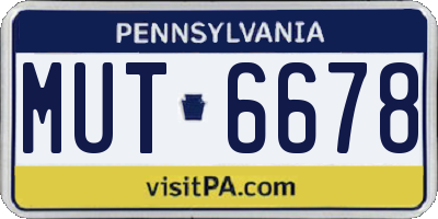 PA license plate MUT6678
