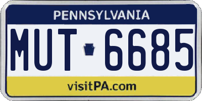 PA license plate MUT6685