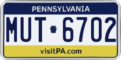 PA license plate MUT6702