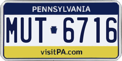 PA license plate MUT6716