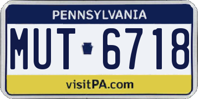 PA license plate MUT6718