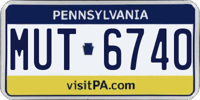 PA license plate MUT6740