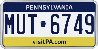 PA license plate MUT6749