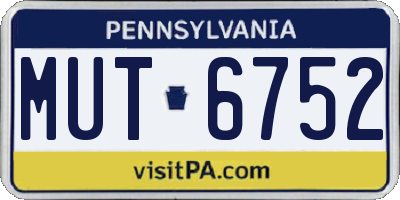 PA license plate MUT6752