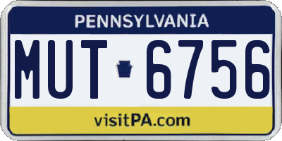 PA license plate MUT6756