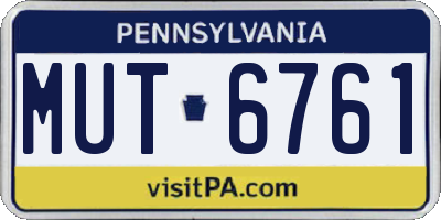 PA license plate MUT6761