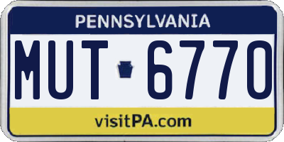 PA license plate MUT6770