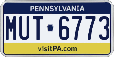 PA license plate MUT6773