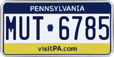 PA license plate MUT6785