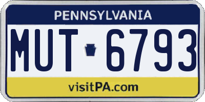 PA license plate MUT6793