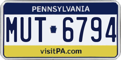 PA license plate MUT6794