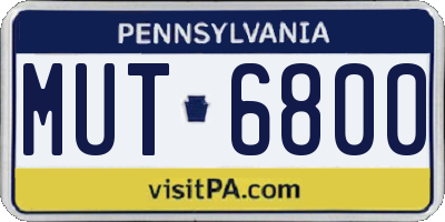 PA license plate MUT6800