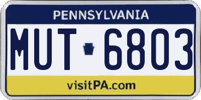 PA license plate MUT6803